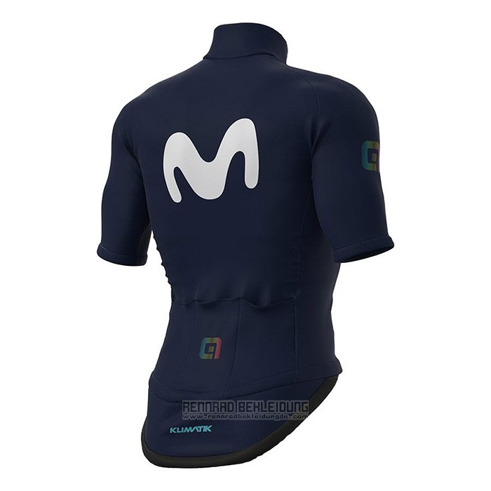 2022 Fahrradbekleidung Movistar Dunkel Blau Trikot Kurzarm und Tragerhose